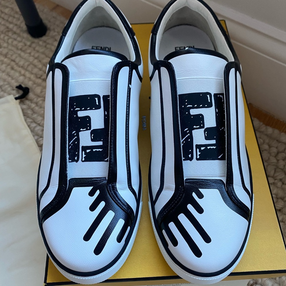 NWT Fendi x Joshua Vides FF Logo Slip-On Sneakers, size 38 / 8
